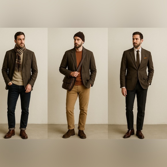 Zignone Men’s Suit Jacket Olive Made In Italy.  Size 38R - Picture 10 of 10